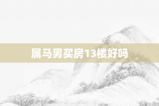 属马男买房13楼好吗