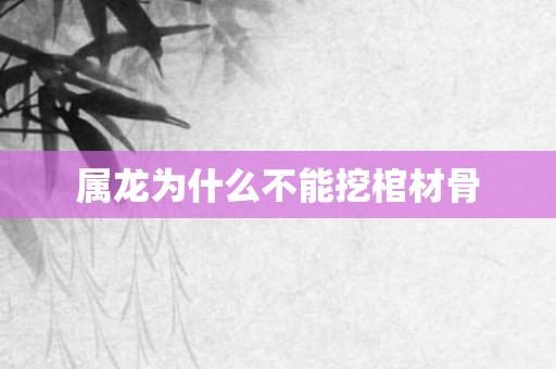 属龙为什么不能挖棺材骨