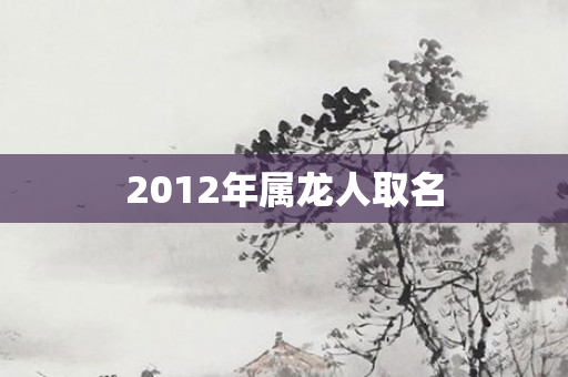 2012年属龙人取名