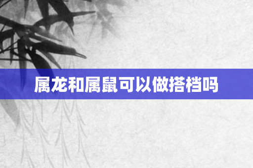 属龙和属鼠可以做搭档吗