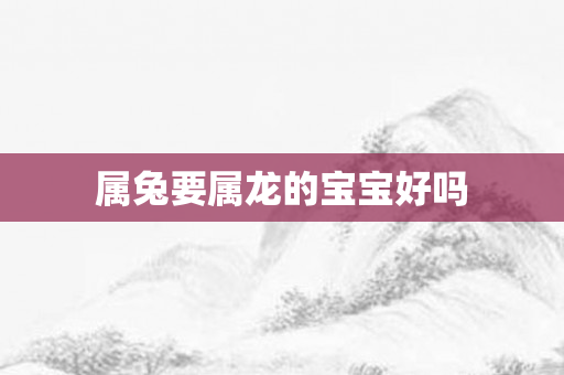 属兔要属龙的宝宝好吗