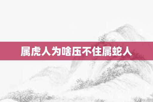 属虎人为啥压不住属蛇人