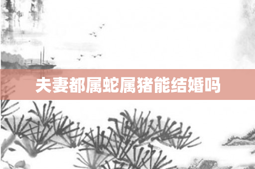 夫妻都属蛇属猪能结婚吗