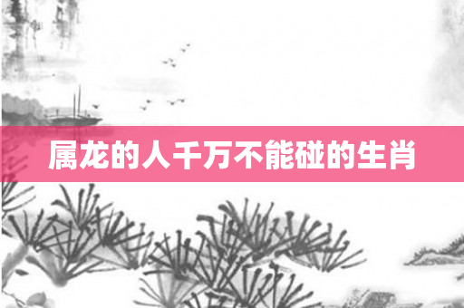 属龙的人千万不能碰的生肖