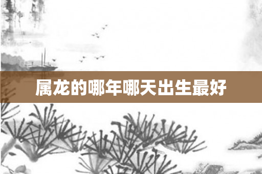 属龙的哪年哪天出生更好