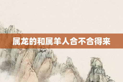 属龙的和属羊人合不合得来