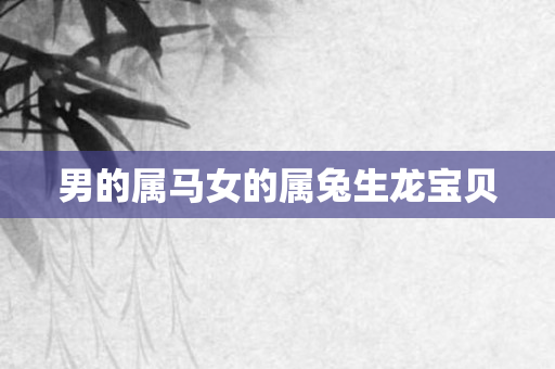 男的属马女的属兔生龙宝贝