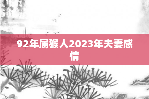 92年属猴人2023年夫妻感情