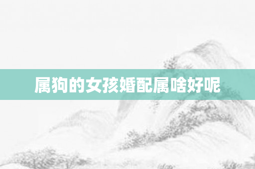 属狗的女孩婚配属啥好呢
