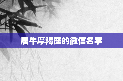 属牛摩羯座的微信名字