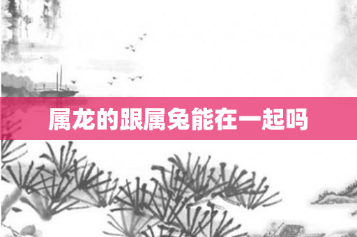属龙的跟属兔能在一起吗