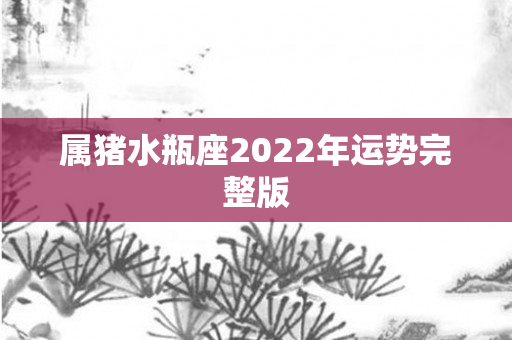 属猪水瓶座2022年运势完整版