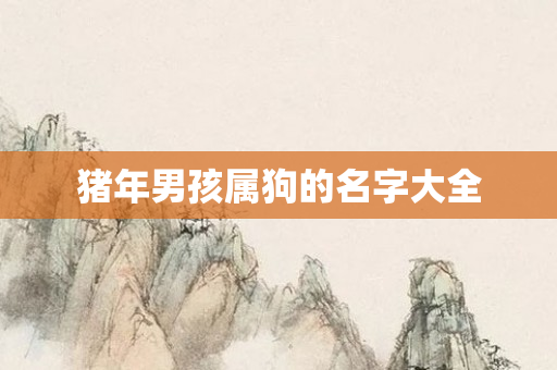猪年男孩属狗的名字大全