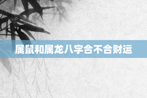 属鼠和属龙八字合不合财运