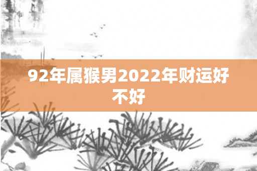 92年属猴男2022年财运好不好