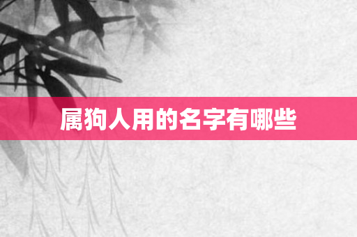 属狗人用的名字有哪些