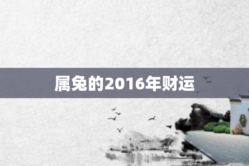 属兔的2016年财运
