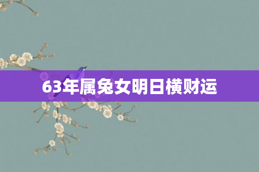 63年属兔女明日横财运