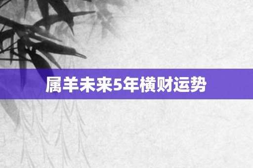 属羊未来5年横财运势