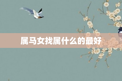 属马女找属什么的更好