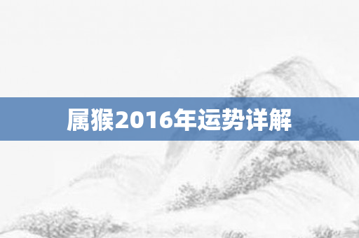 属猴2016年运势详解