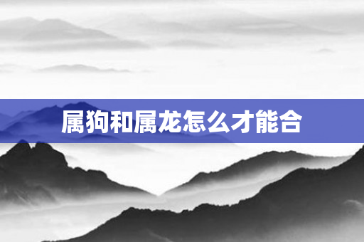 属狗和属龙怎么才能合