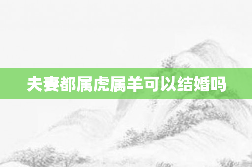 夫妻都属虎属羊可以结婚吗