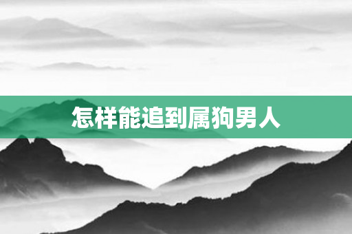 怎样能追到属狗男人