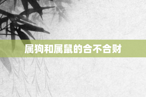 属狗和属鼠的合不合财
