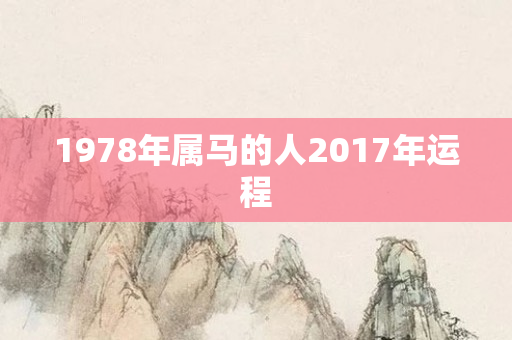 1978年属马的人2017年运程