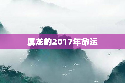属龙的2017年命运