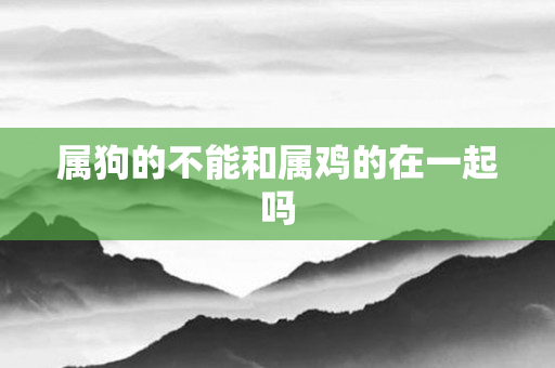 属狗的不能和属鸡的在一起吗