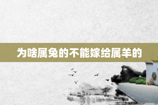 为啥属兔的不能嫁给属羊的