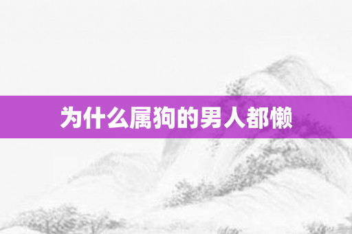 为什么属狗的男人都懒