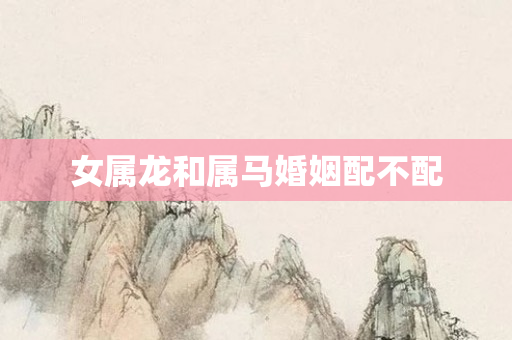 女属龙和属马婚姻配不配