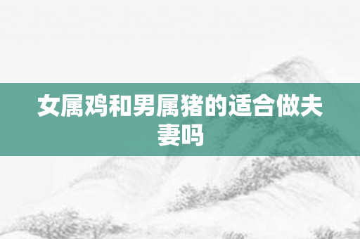 女属鸡和男属猪的适合做夫妻吗