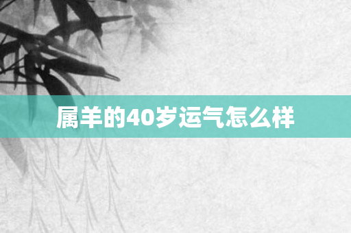 属羊的40岁运气怎么样