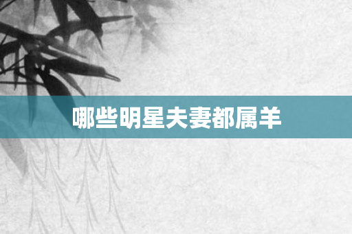 哪些明星夫妻都属羊
