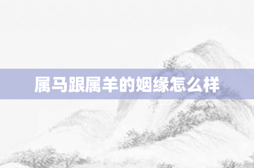 属马跟属羊的姻缘怎么样