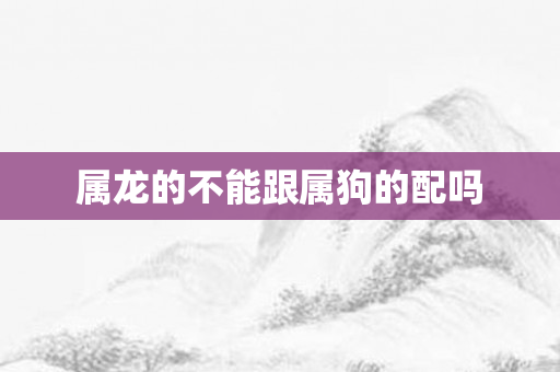 属龙的不能跟属狗的配吗