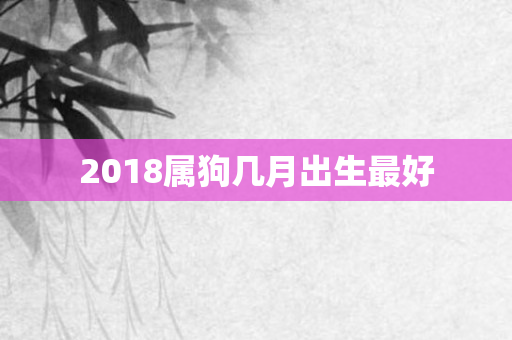 2018属狗几月出生更好