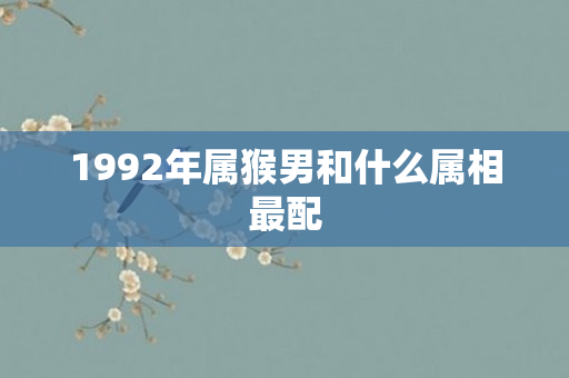 1992年属猴男和什么属相最配