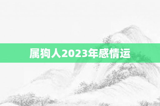 属狗人2023年感情运