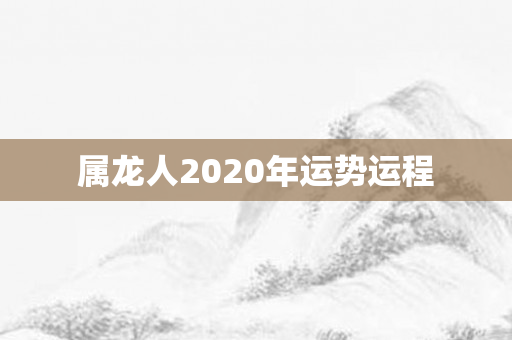 属龙人2020年运势运程