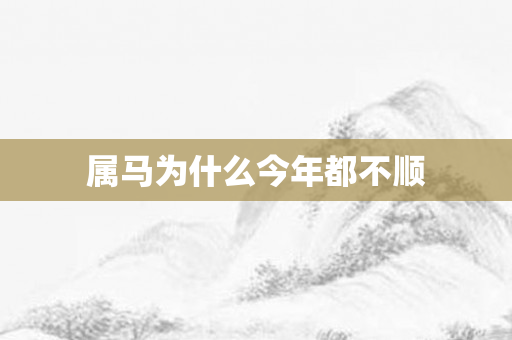 属马为什么今年都不顺