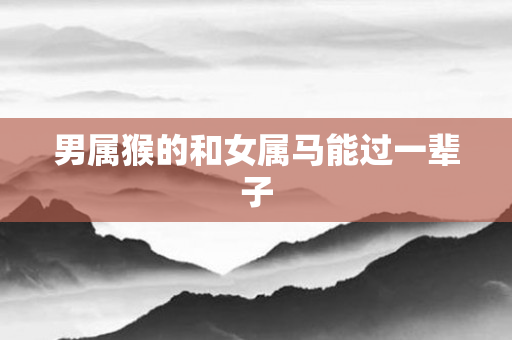 男属猴的和女属马能过一辈子