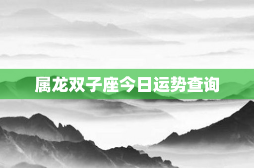 属龙双子座今日运势查询
