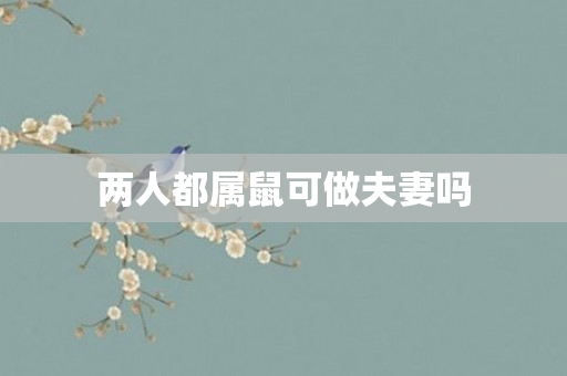 两人都属鼠可做夫妻吗