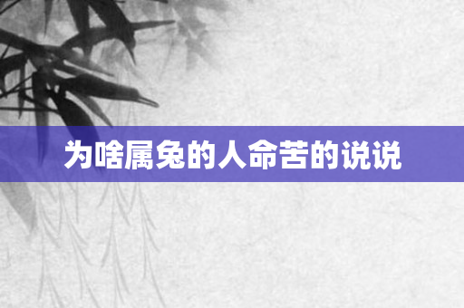 为啥属兔的人命苦的说说