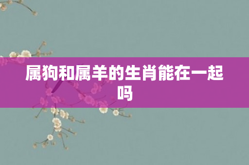 属狗和属羊的生肖能在一起吗